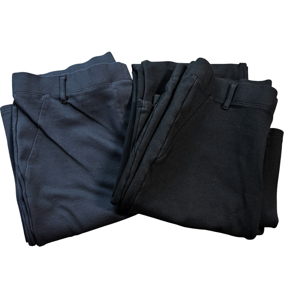 Quince Ultra-Stretch Ponte Straight Leg Pants Set of 2 Black Navy DKBIZ01